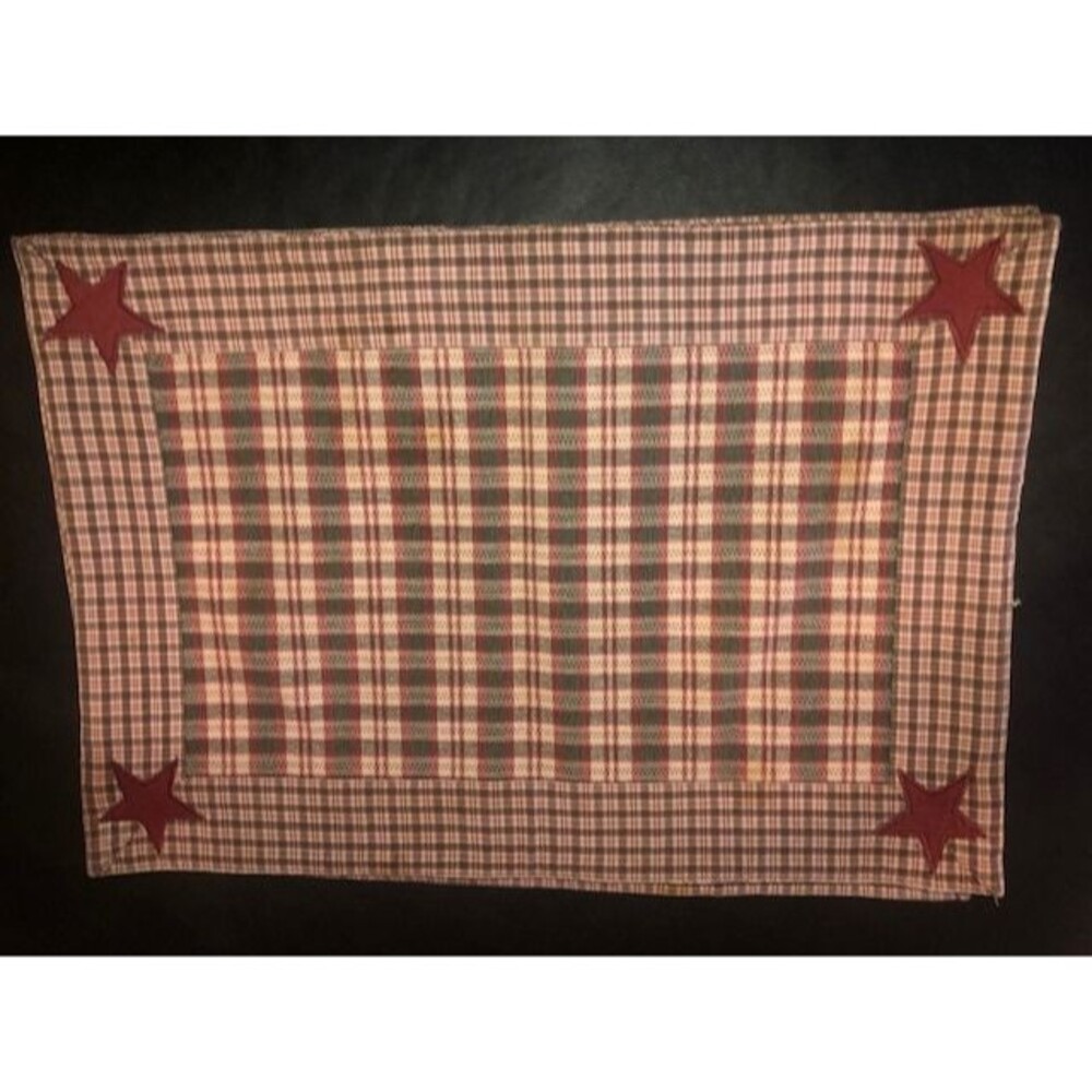 Barn Red plaid Placemats set of 4 Cotton Rustic Primitive Woven Farmhouse